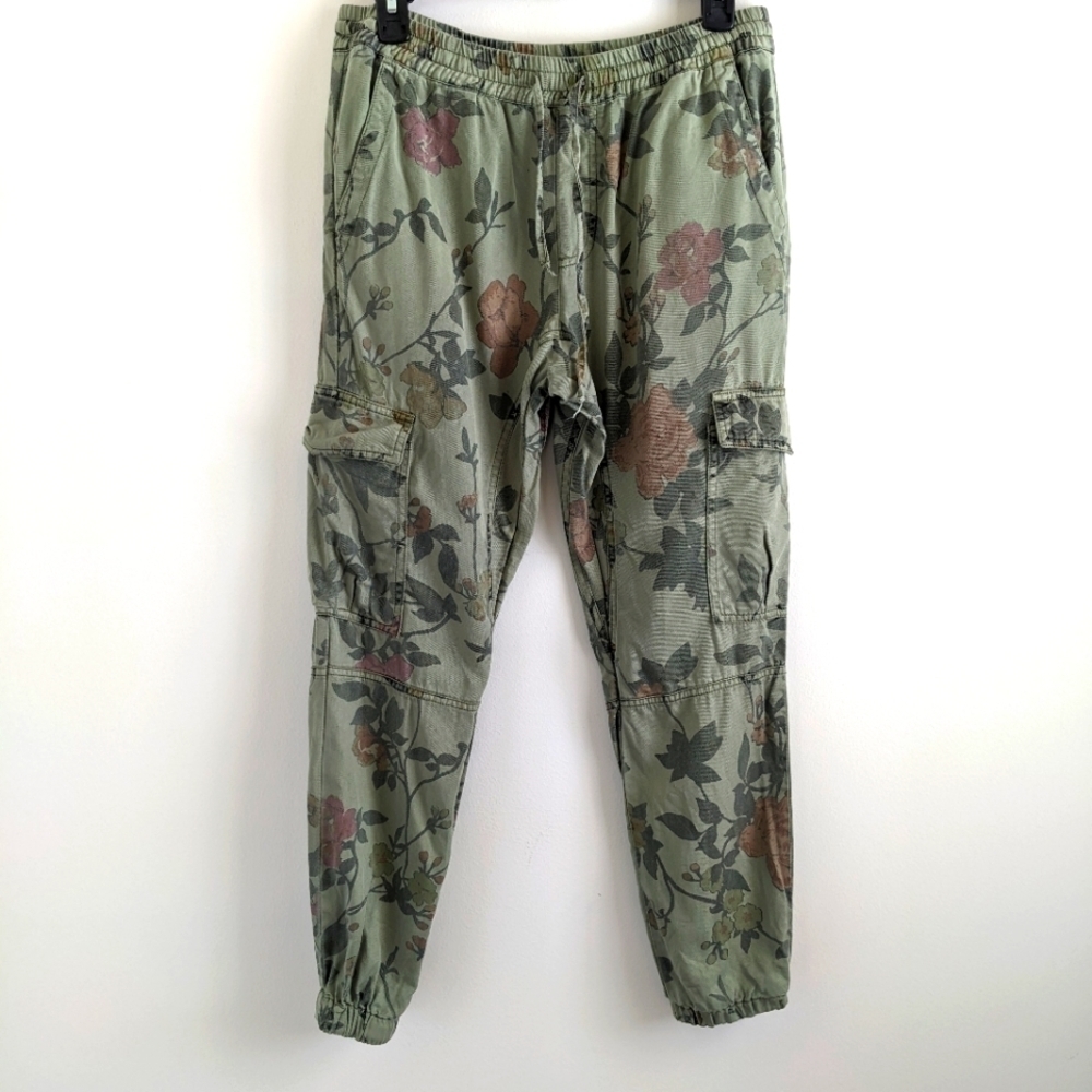 PAM & Gela Olive Green Cargo Joggers with Floral Print S - Picture 12 of 12